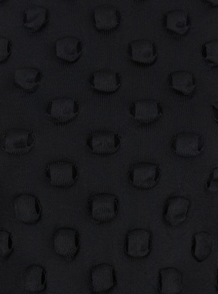 Sportmax Women Black Crewneck Dress With 3D Effect And Semi Sheer Design In Tech Fabric Woman