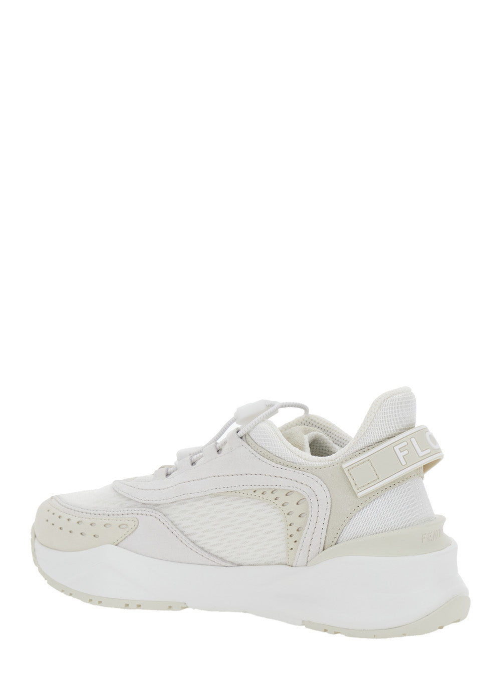 Fendi Women 'Flow' White Sneakers With Toggle Closure And Logo Lettering On The Side In Tech Fabric Woman