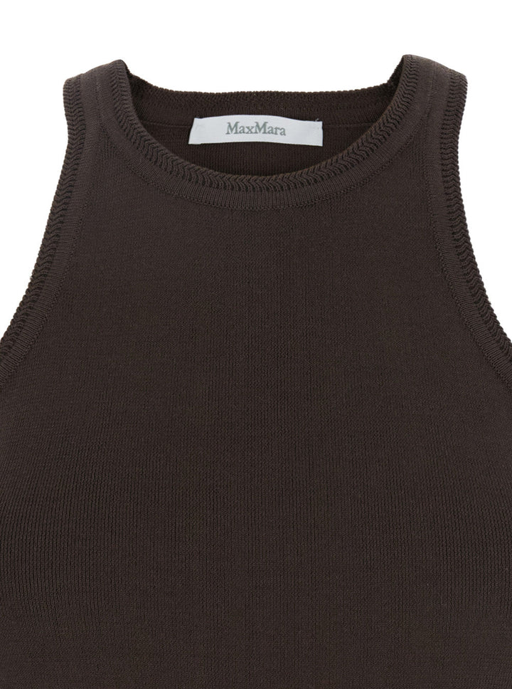 Max Mara Women 'Arness' Black Sleeveless Top With Halterneck In Cotton Woman