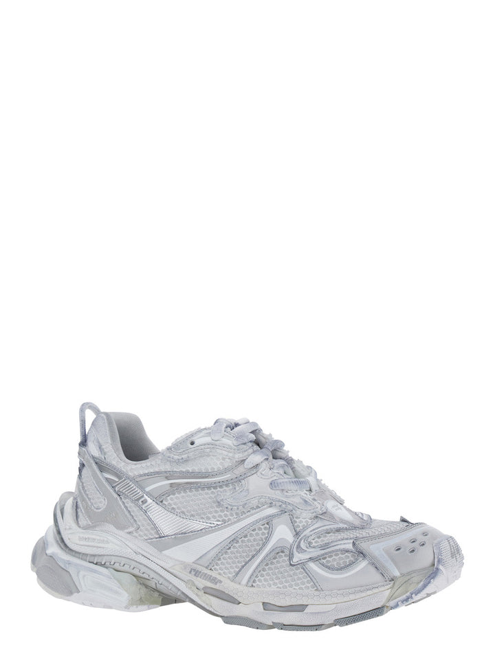 Balenciaga Men Grey Low Top Sneakers With Logo Lettering On The Heel And Panelled Design In Tech Fabric Man