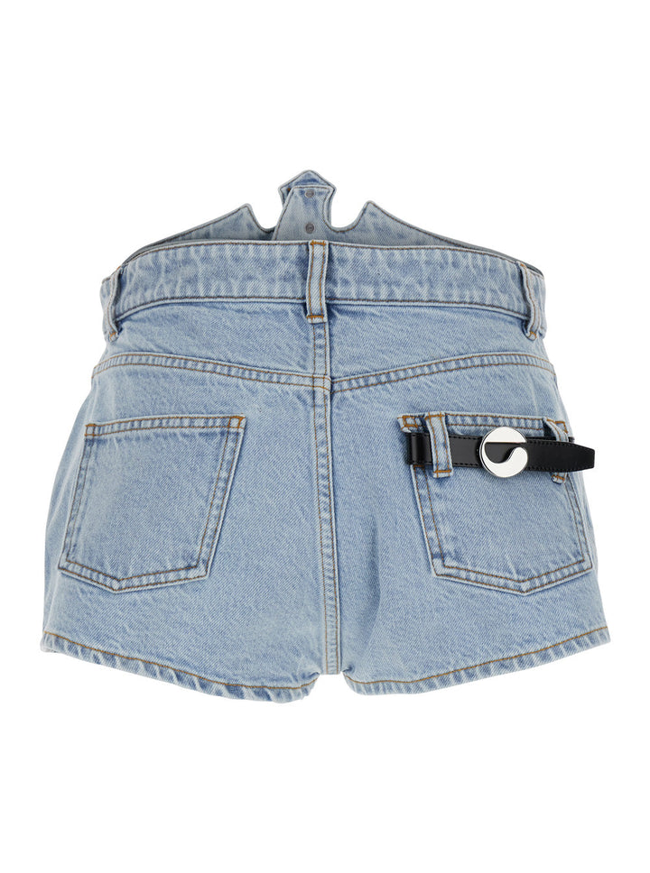 Coperni Women Blue Shorts With Crown-Shaped Design In Cotton Woman