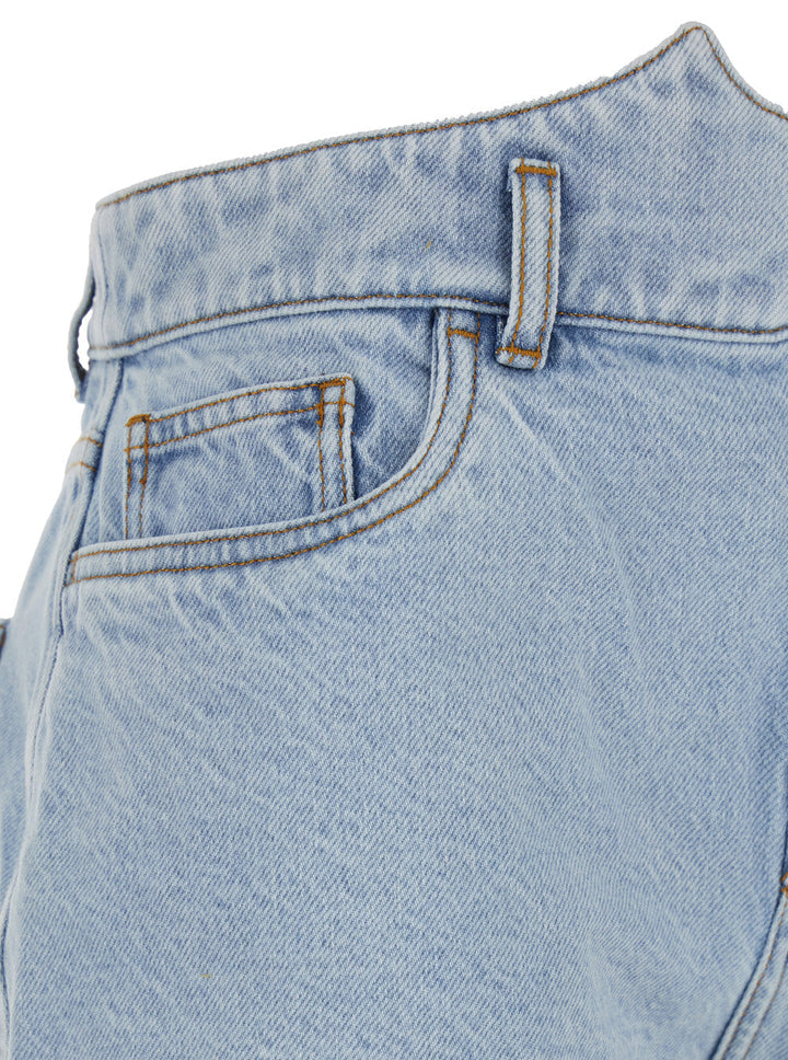 Coperni Women Blue Shorts With Crown-Shaped Design In Cotton Woman