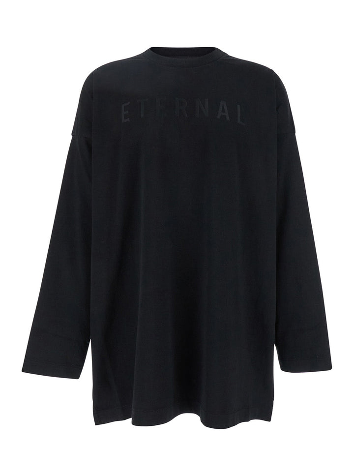 Fear Of God Men Black T-Shirt With Eternal Print On The Front And Logo Patch On The Back In Cotton Man