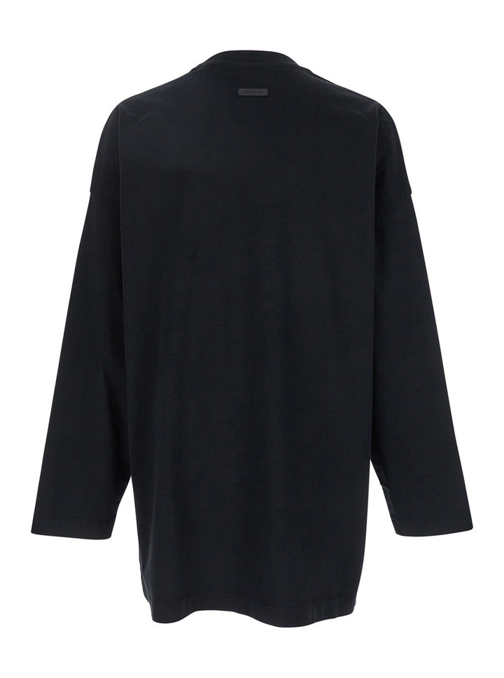 Fear Of God Men Black T-Shirt With Eternal Print On The Front And Logo Patch On The Back In Cotton Man