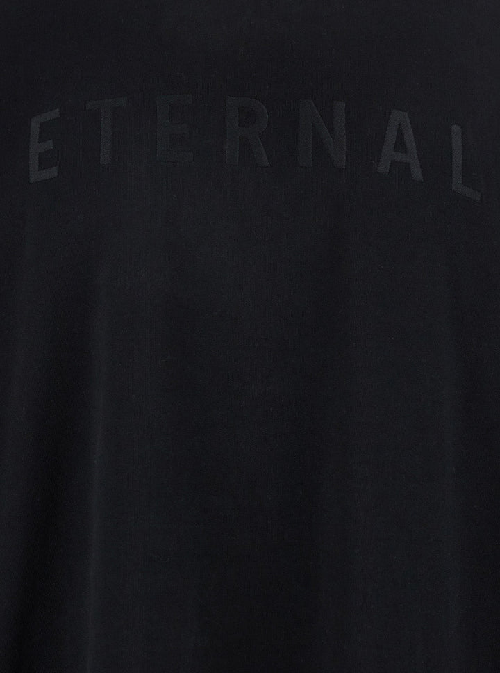 Fear Of God Men Black T-Shirt With Eternal Print On The Front And Logo Patch On The Back In Cotton Man