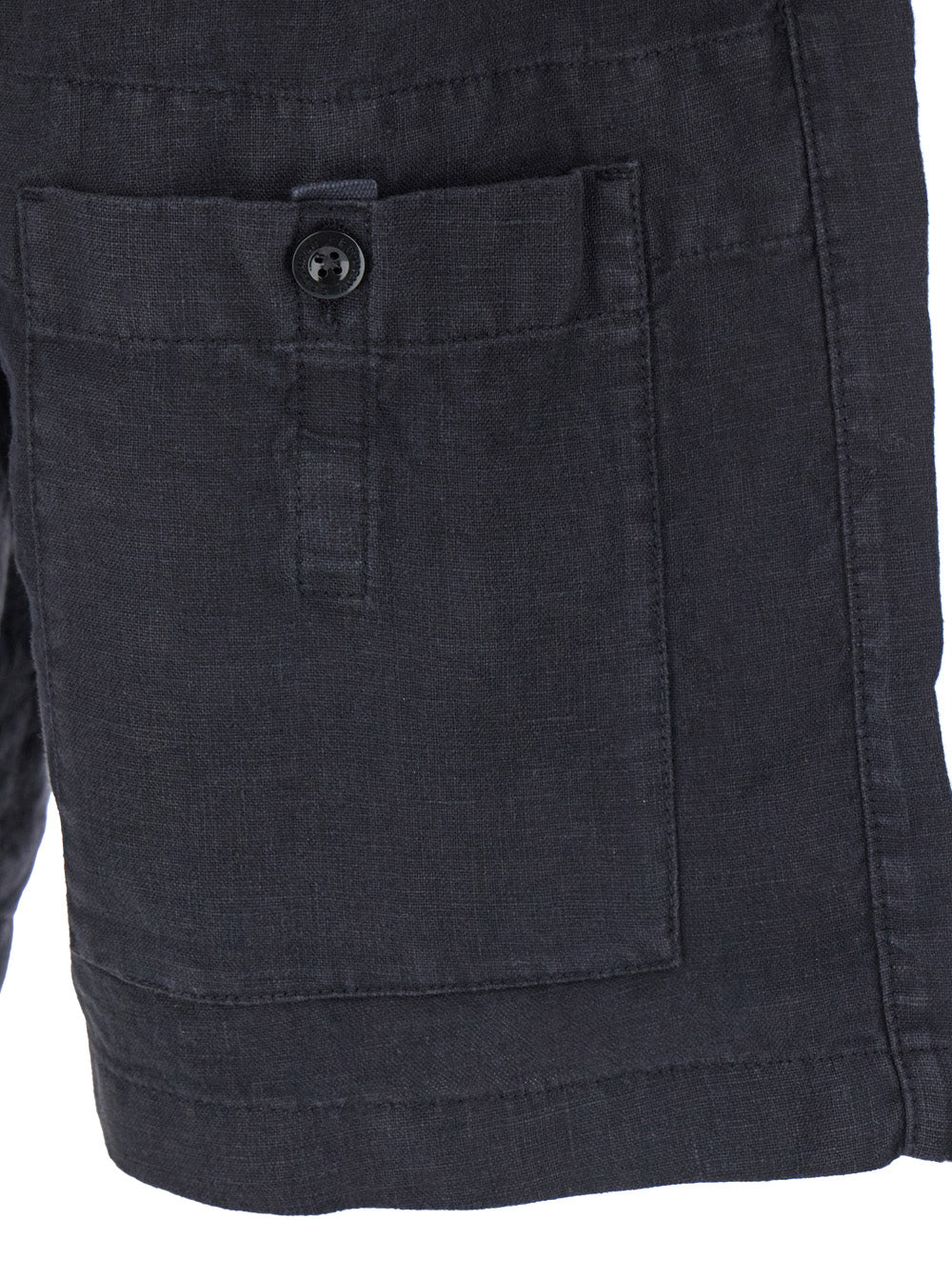 C.P. Company Men Blue Bermuda Pants With Elastic Waist And Logo Patch On The Rear In Linen Man