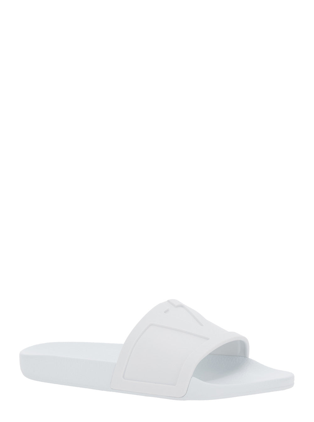 Valentino Garavani Men Whitesandals With Open Toe And Embossed Logo In Rubber Man