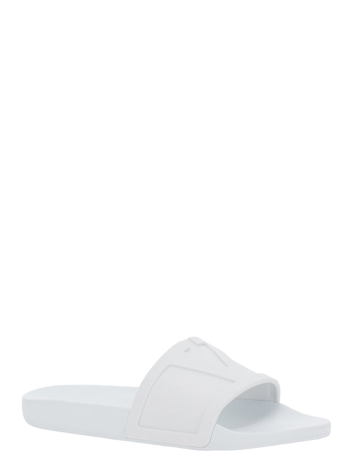 Valentino Garavani Men Whitesandals With Open Toe And Embossed Logo In Rubber Man