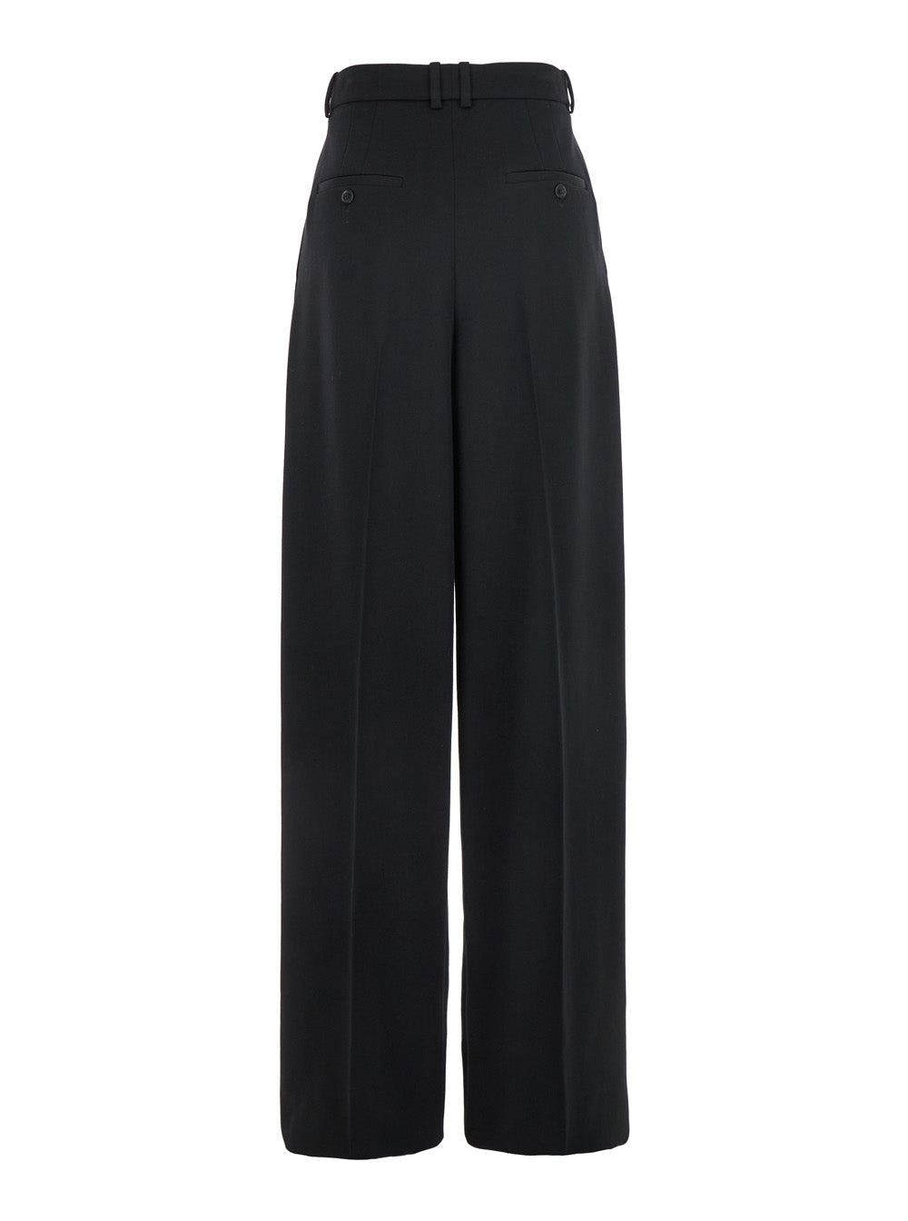 Saint Laurent Women Black Pants With Belt Loops And Wide Leg In Wool Woman