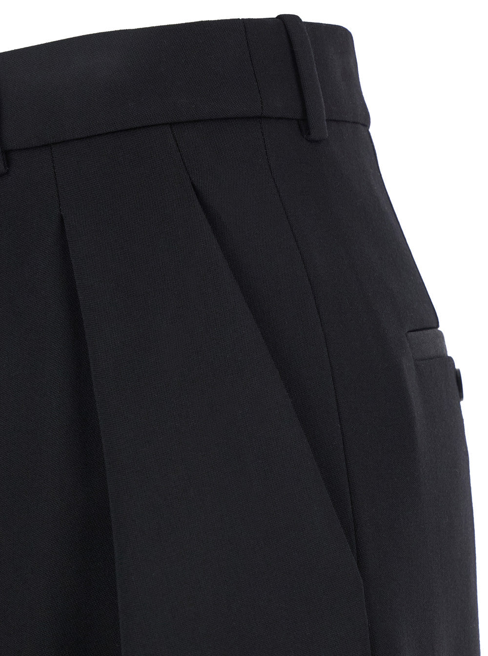Saint Laurent Women Black Pants With Belt Loops And Wide Leg In Wool Woman