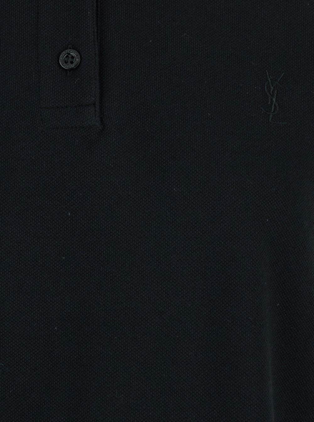 Saint Laurent Women Black Sleeveless Polo Shirt With Classic Collar And Cassandre Embroidery On The Front In Cotton Woman