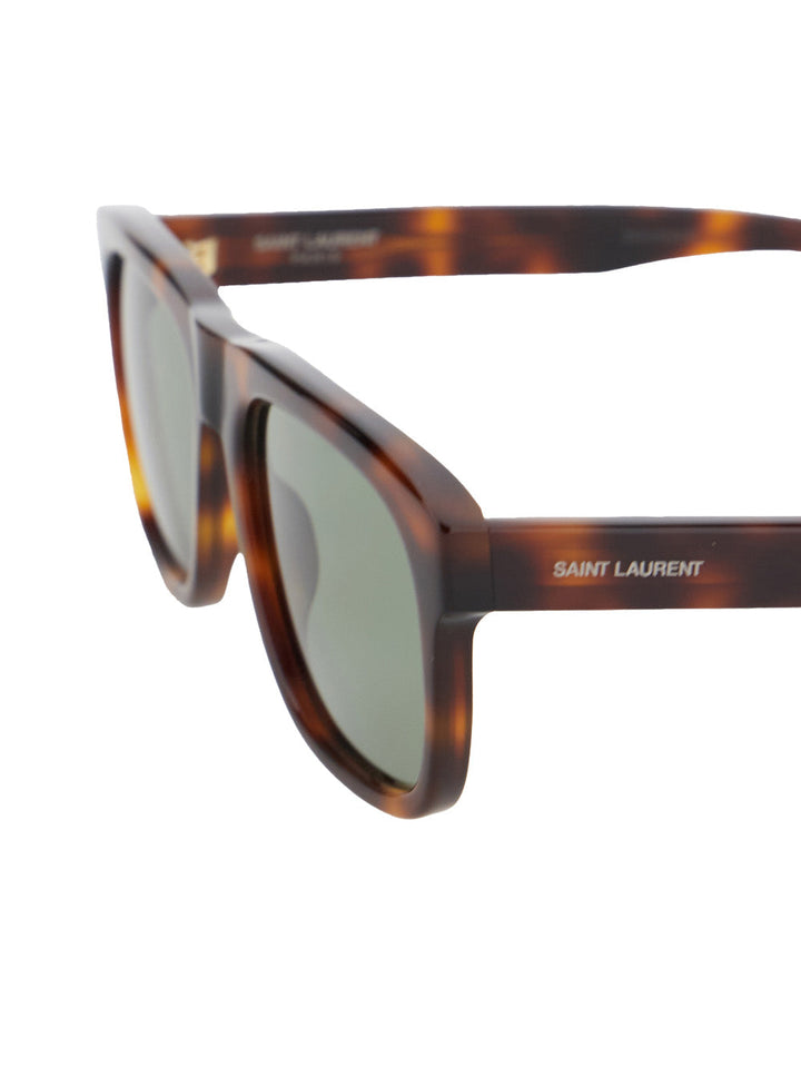 Saint Laurent Women 'Sl 558' Black Sunglasses With Nylon Lenses And Squared Tortoiseshell Frame In Acetate Woman