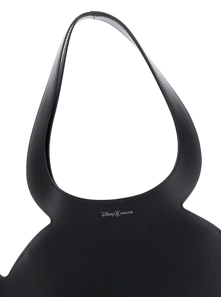 Coperni Women 'Mickey' Black Handbag With Cut-Out Handle And Logo Lettering On The Front In Leather Woman