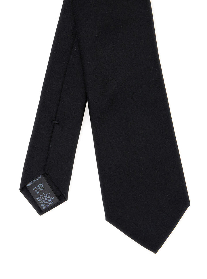 Dolce & Gabbana Men Black Tie With Single Loop On The Rear In Silk Man
