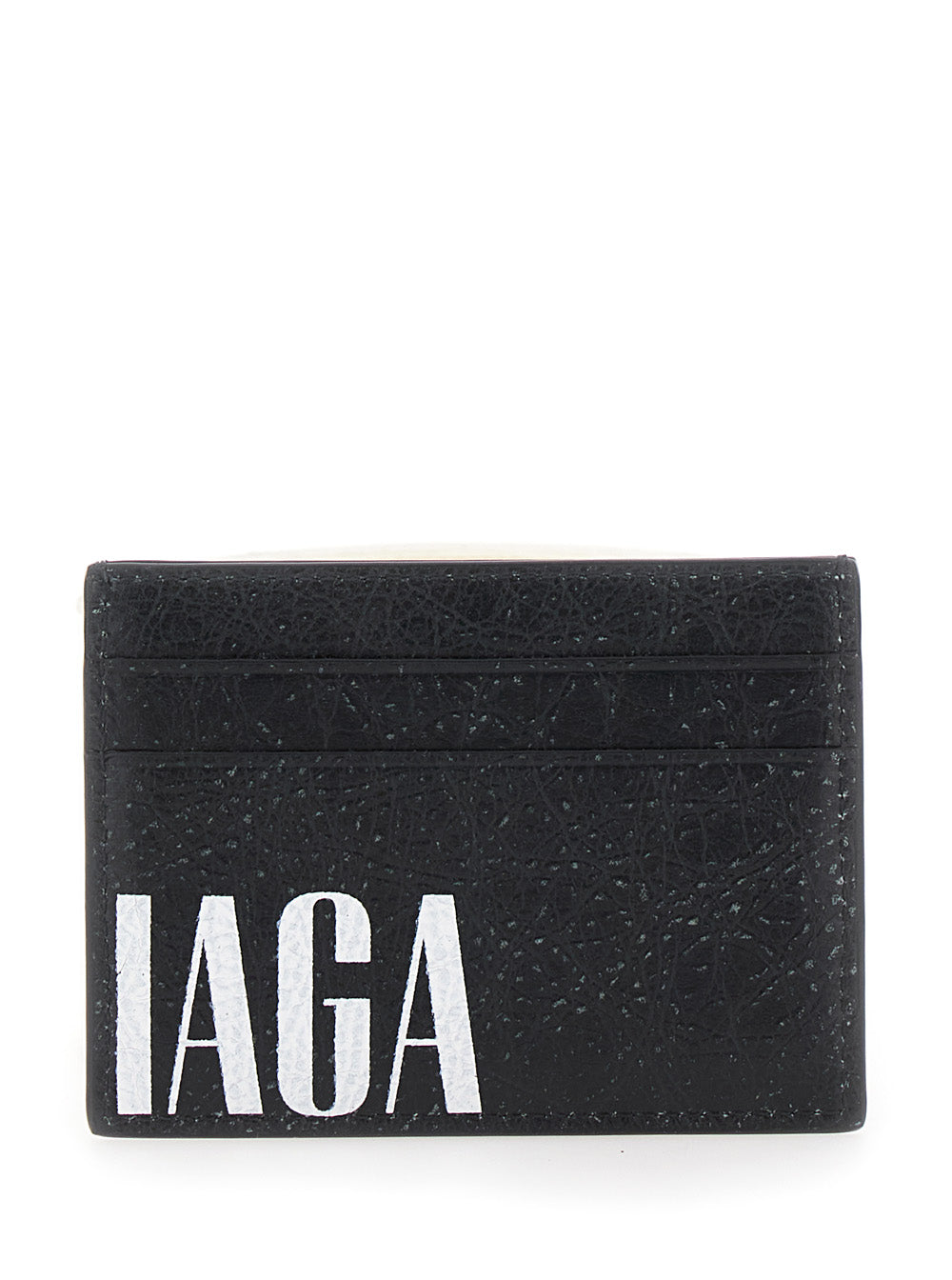 Balenciaga Men 'Editor' Black Card Holder With Four Card Slots And Maxi Logo Lettering Print In Leather Man