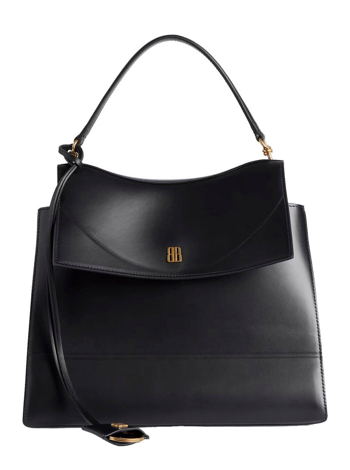 Balenciaga Women 'Nano' Black Medium Handbag With Adjustable And Removable Shoulder Strap And Embossed Logo Lettering On The Rear In Leather Woman