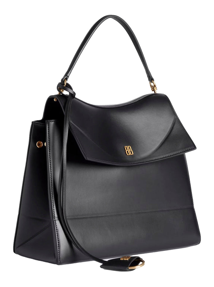 Balenciaga Women 'Nano' Black Medium Handbag With Adjustable And Removable Shoulder Strap And Embossed Logo Lettering On The Rear In Leather Woman