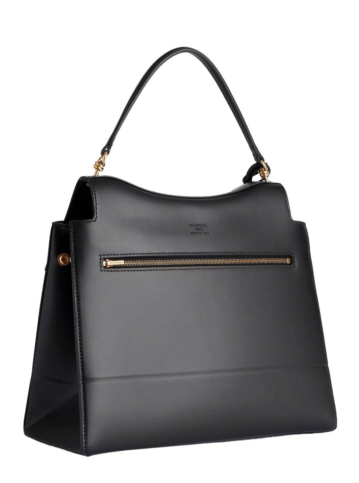 Balenciaga Women 'Nano' Black Medium Handbag With Adjustable And Removable Shoulder Strap And Embossed Logo Lettering On The Rear In Leather Woman