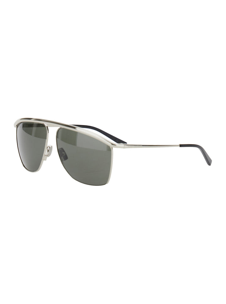Saint Laurent Women 'Sl 820' Metallic Aviator Sunglasses With Nylon Lenses And Curved Top Bar In Metal Woman