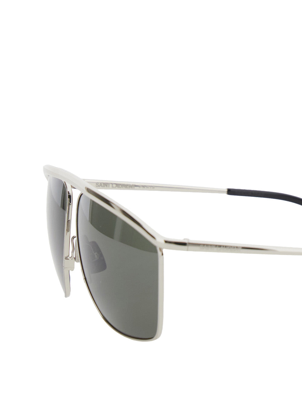 Saint Laurent Women 'Sl 820' Metallic Aviator Sunglasses With Nylon Lenses And Curved Top Bar In Metal Woman