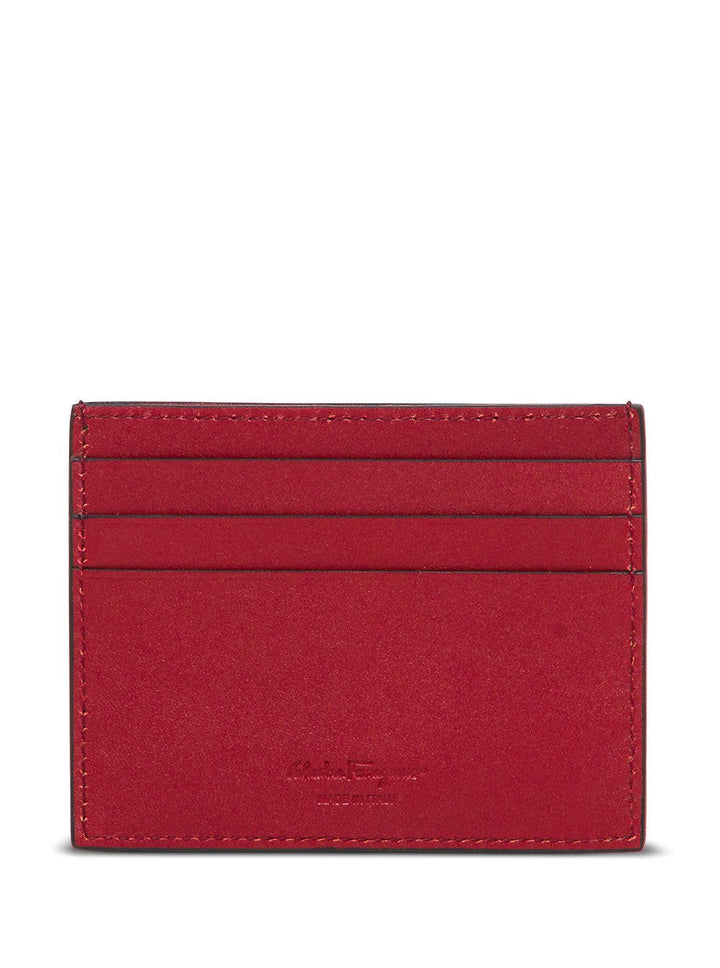Ferragamo Men Salvatore Ferragamo Man's Revival Black  Leather Card Holder With Gancini Buckle