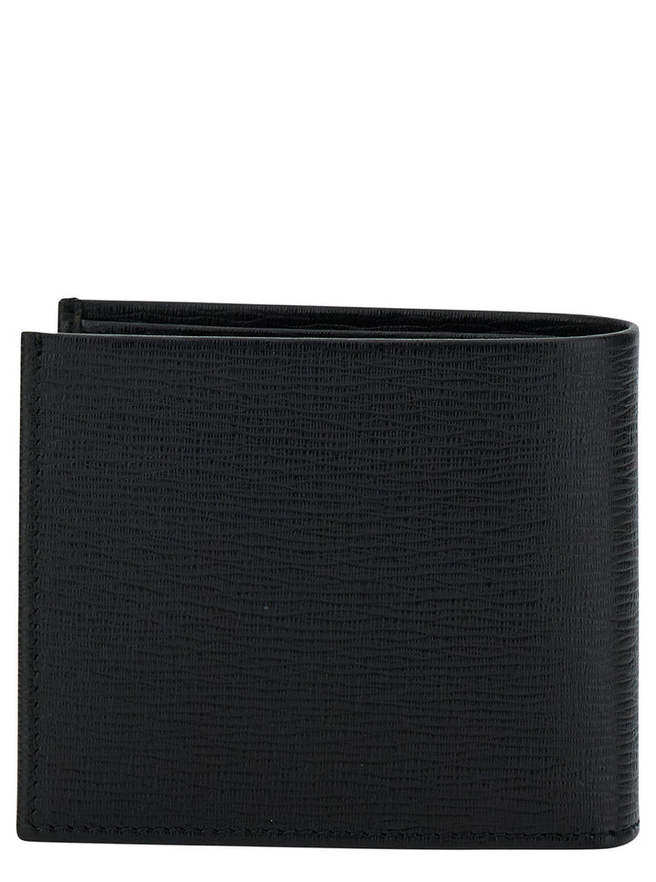 Ferragamo Men Black Gancini Bi-Fold Wallet In Leather Man