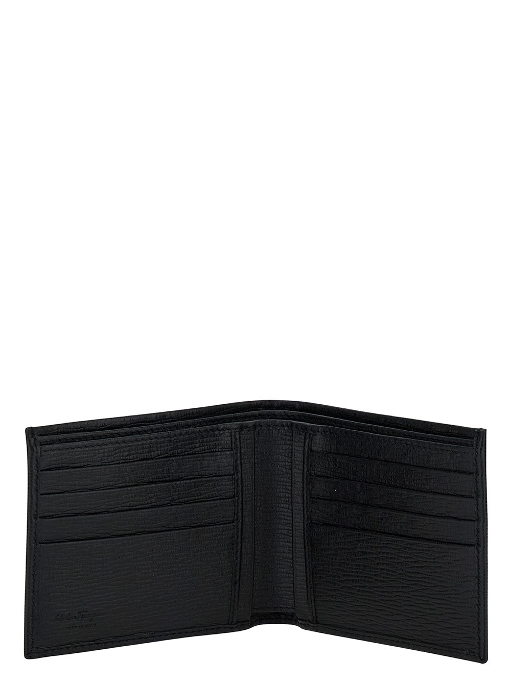 Ferragamo Men Black Gancini Bi-Fold Wallet In Leather Man