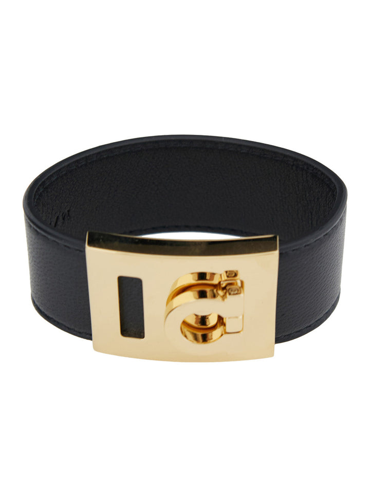 Ferragamo Women 'Hug' Black Bracelet With Gancini Detail In Smooth Leather Woman