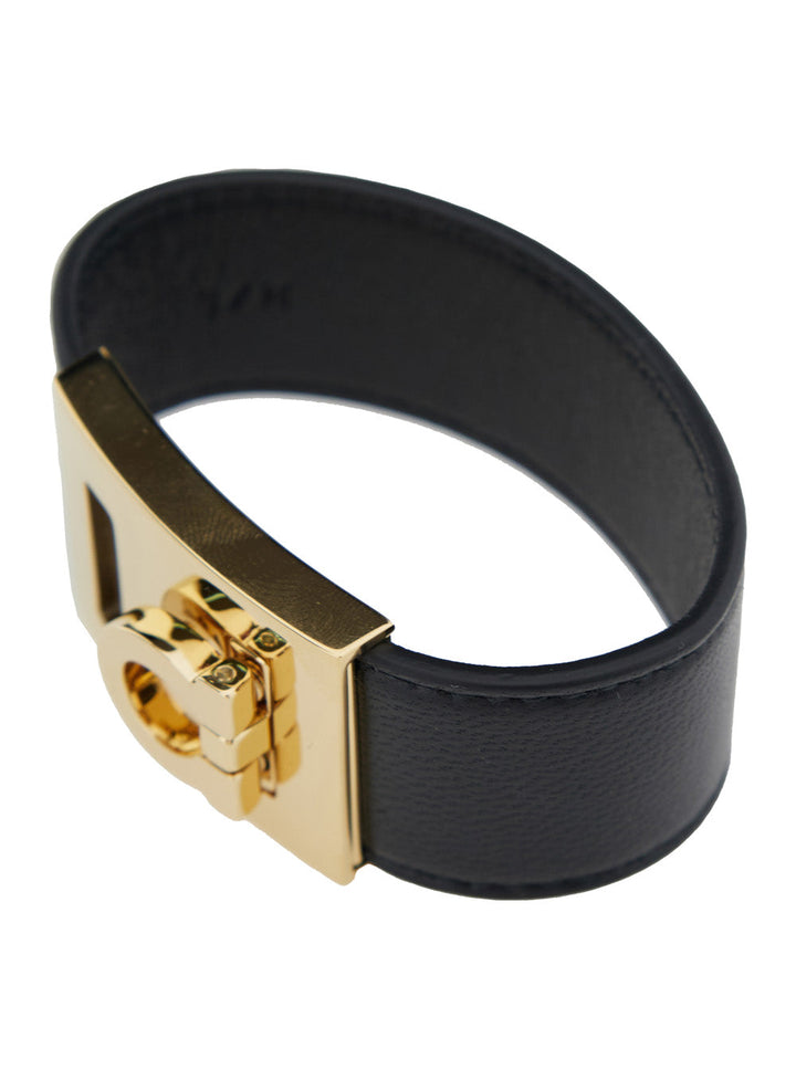 Ferragamo Women 'Hug' Black Bracelet With Gancini Detail In Smooth Leather Woman