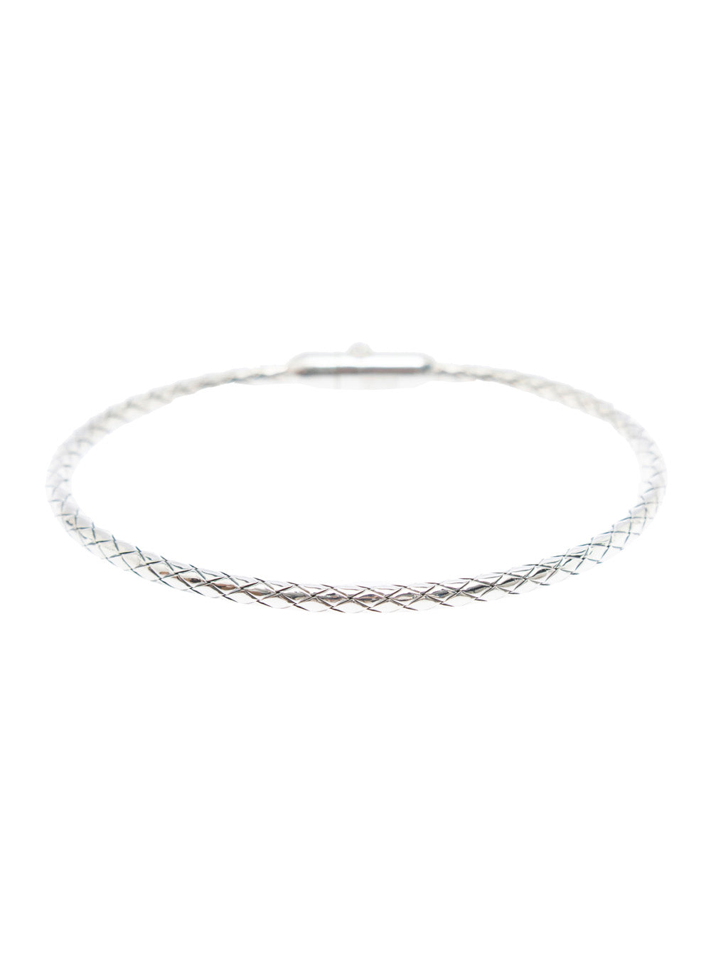 Bottega Veneta Men 'Intreccio' Metallic Bracelet With Rear Push Closure And Intrecciato Design In Silver Man