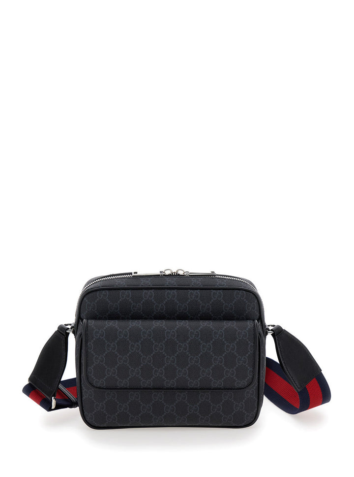 Gucci Men 'Small Gg' Black Crossbody Bag In Gg Supreme Canvas Man
