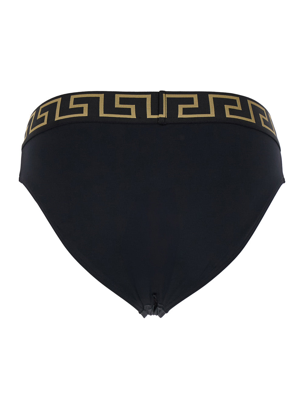 Versace Men Black Speedo With Greca Detail In Tech Fabric Man
