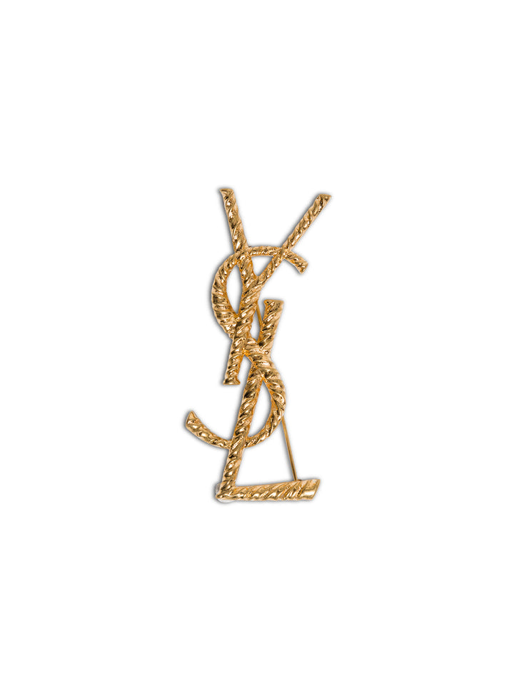 Saint Laurent Women Opyum Ysl Twisted Metal Brooch Saint Laurent Woman