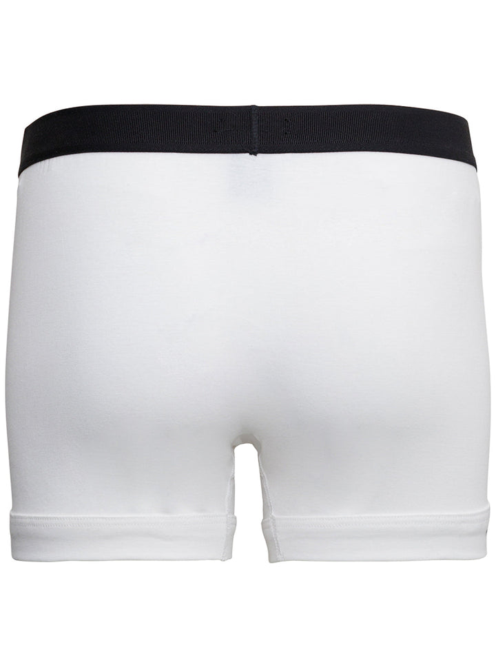Tom Ford Men White Boxer Shorts With Elastic Waist With Logo Lettering In Cotton Man