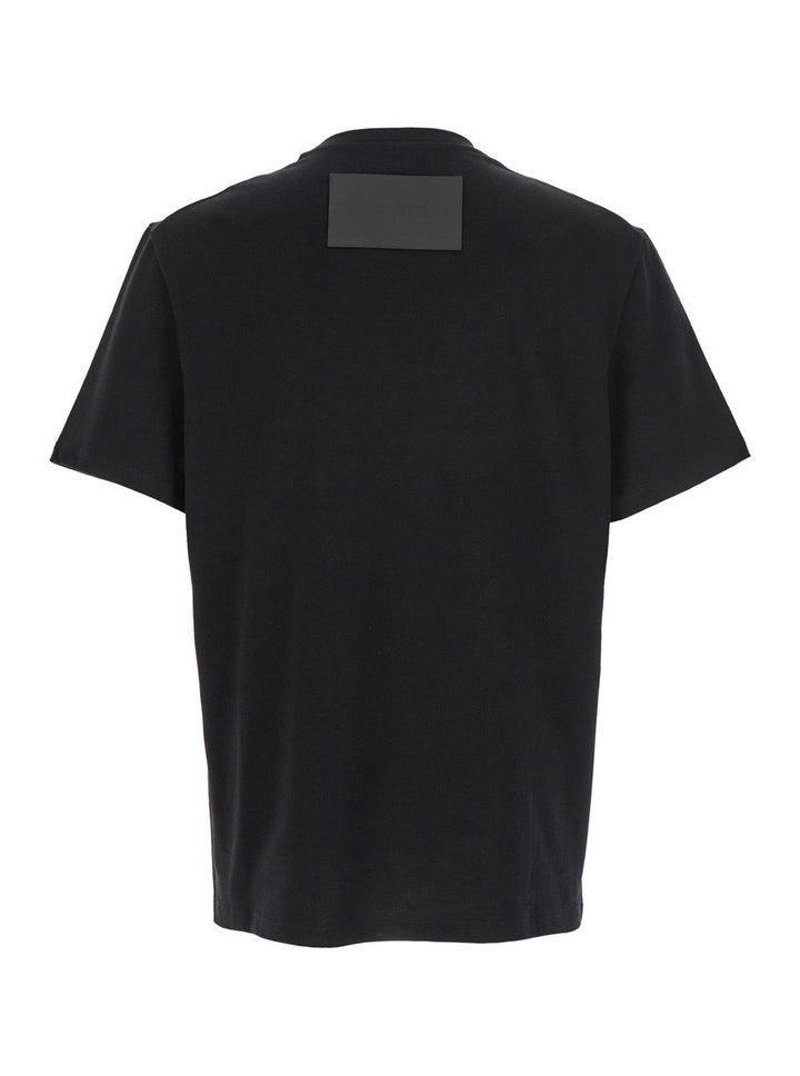 Jil Sander Men Black Crewneck T-Shirt With Logo Patch On The Rear In Cotton Man