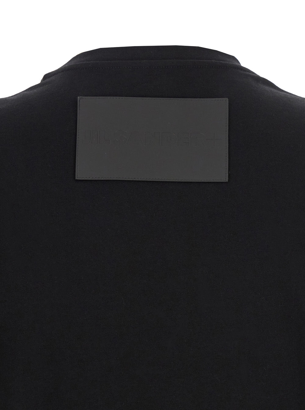 Jil Sander Men Black Crewneck T-Shirt With Logo Patch On The Rear In Cotton Man