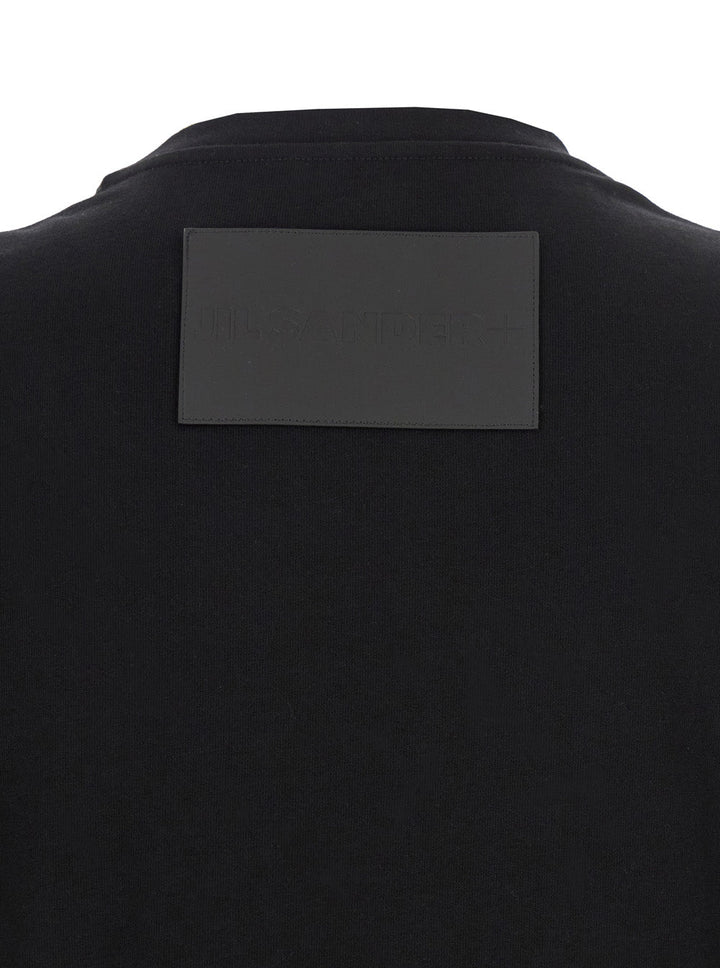 Jil Sander Men Black Crewneck T-Shirt With Logo Patch On The Rear In Cotton Man