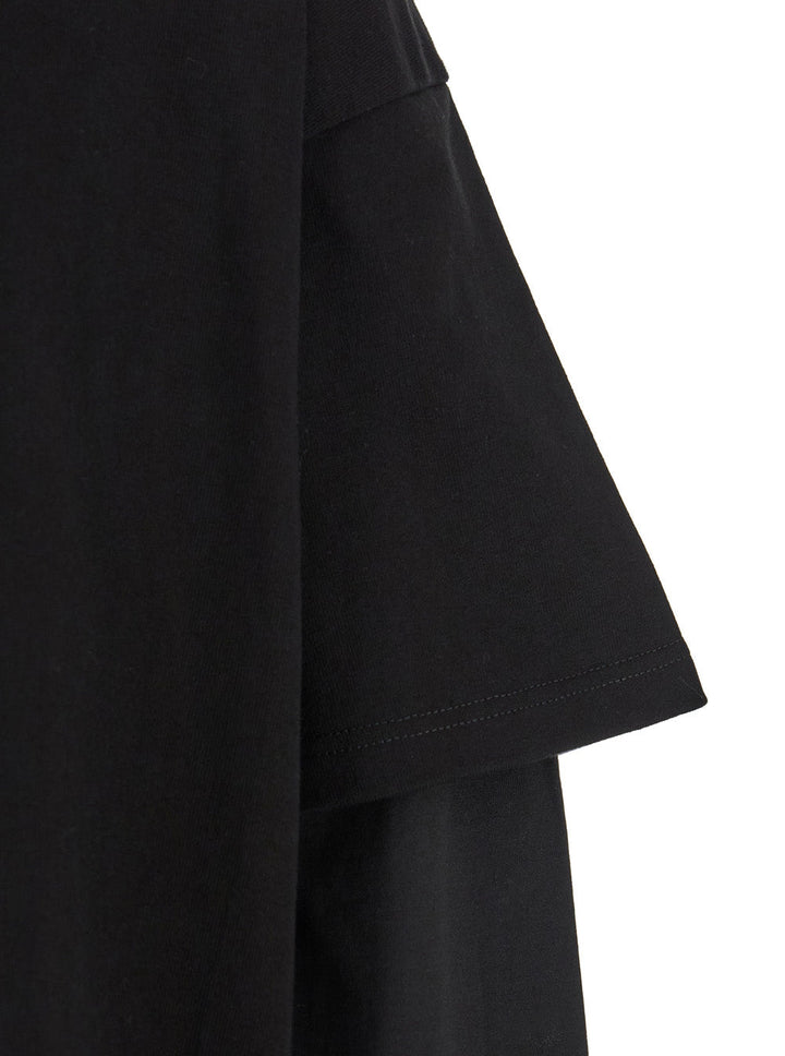 Jil Sander Men Black Crewneck T-Shirt With Logo Lettering On The Rear And Layered Design In Cotton Man