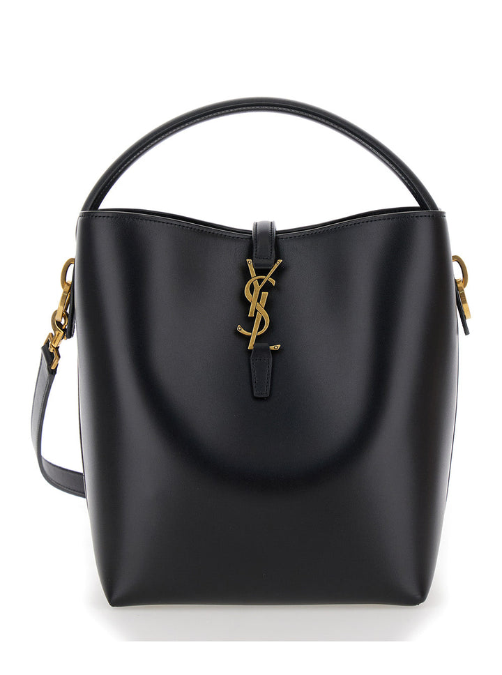 Saint Laurent Women 'Le 37' Black Bucket Bag With Cassandre Closure In Smooth Leather Woman