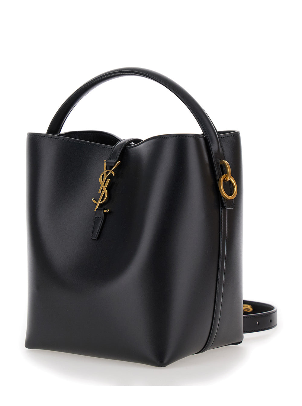 Saint Laurent Women 'Le 37' Black Bucket Bag With Cassandre Closure In Smooth Leather Woman