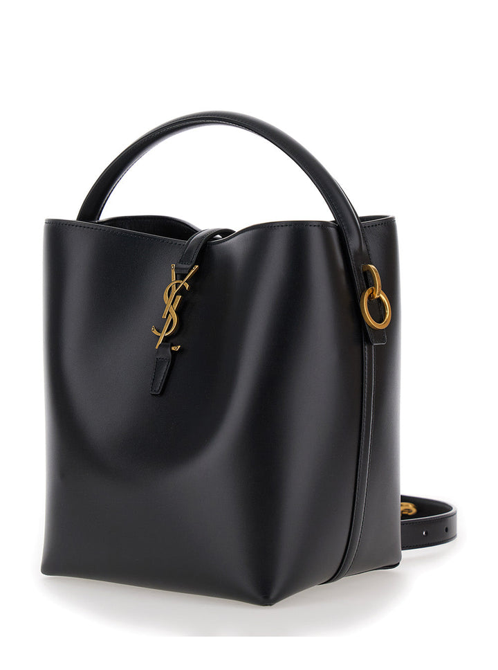 Saint Laurent Women 'Le 37' Black Bucket Bag With Cassandre Closure In Smooth Leather Woman