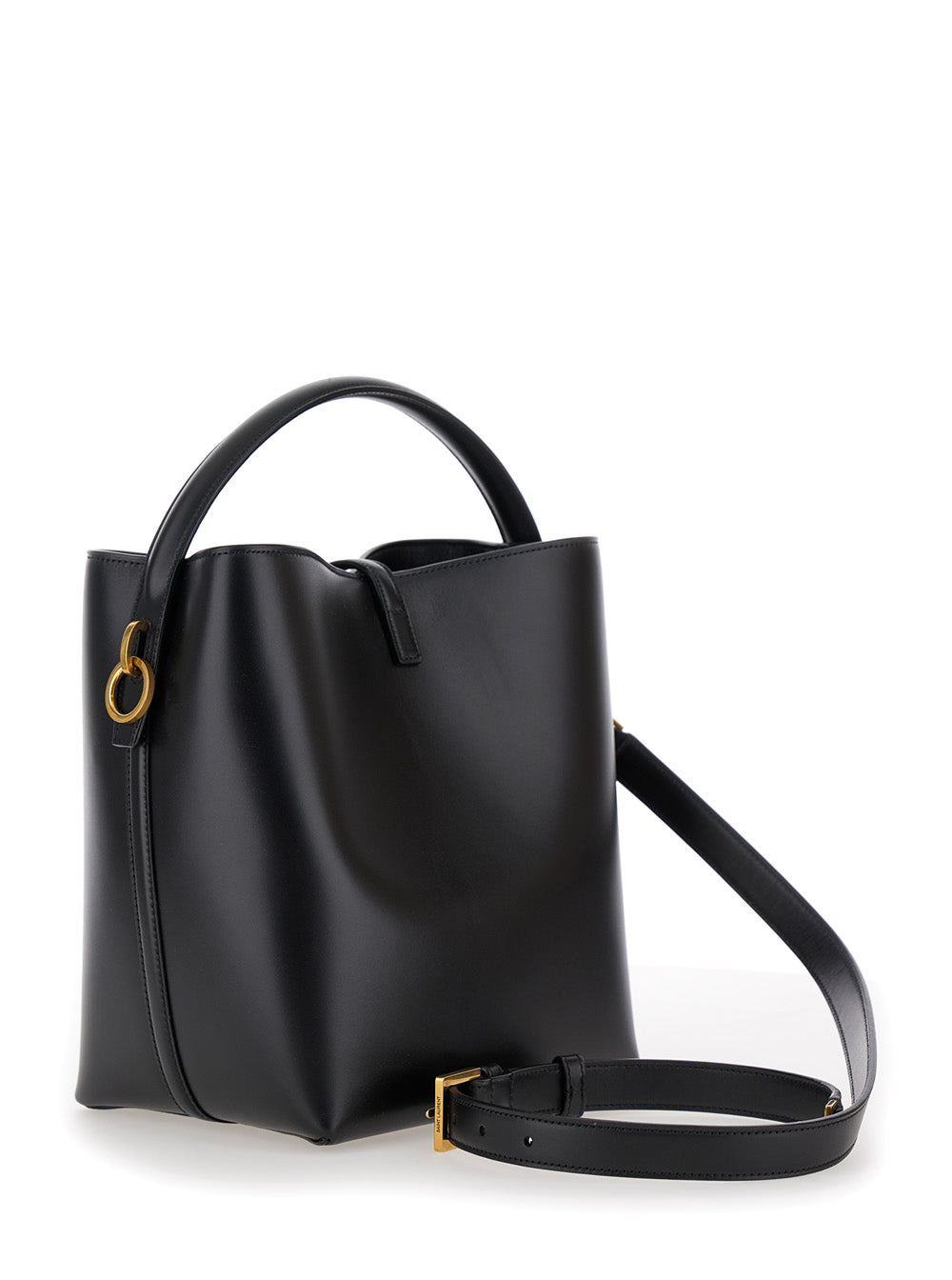 Saint Laurent Women 'Le 37' Black Bucket Bag With Cassandre Closure In Smooth Leather Woman