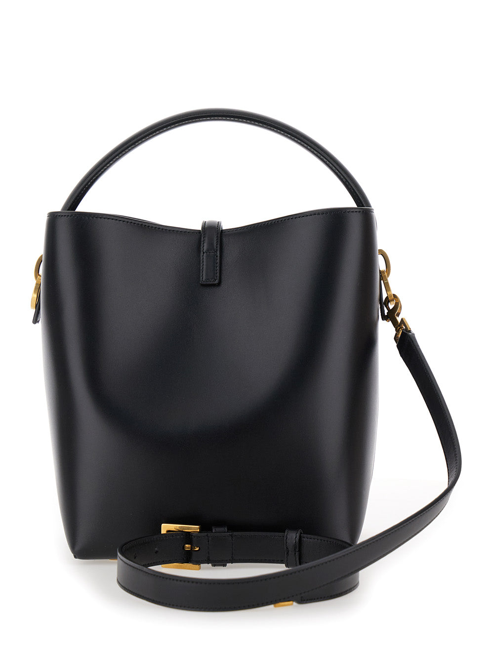 Saint Laurent Women 'Le 37' Black Bucket Bag With Cassandre Closure In Smooth Leather Woman