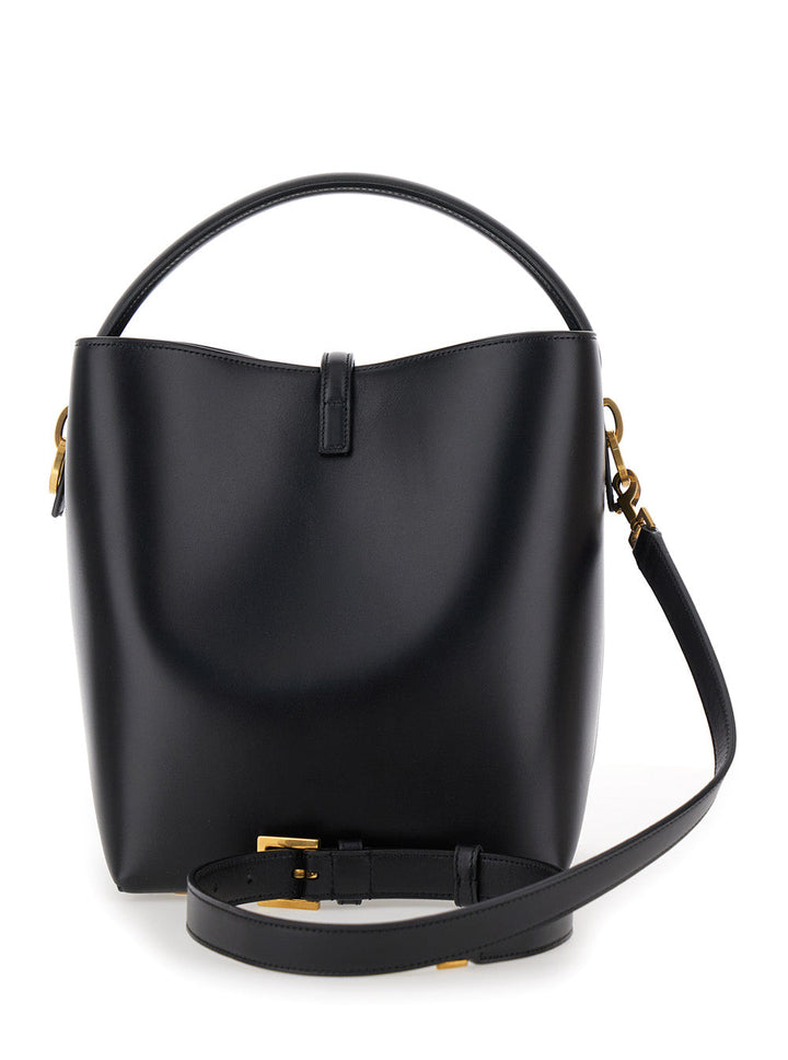 Saint Laurent Women 'Le 37' Black Bucket Bag With Cassandre Closure In Smooth Leather Woman