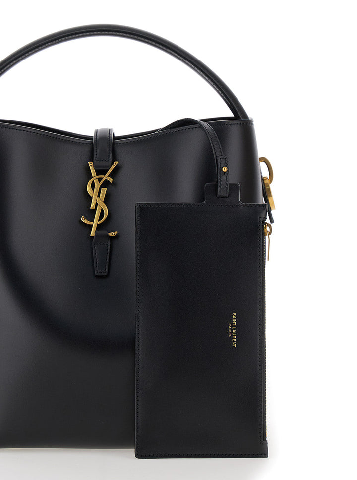 Saint Laurent Women 'Le 37' Black Bucket Bag With Cassandre Closure In Smooth Leather Woman