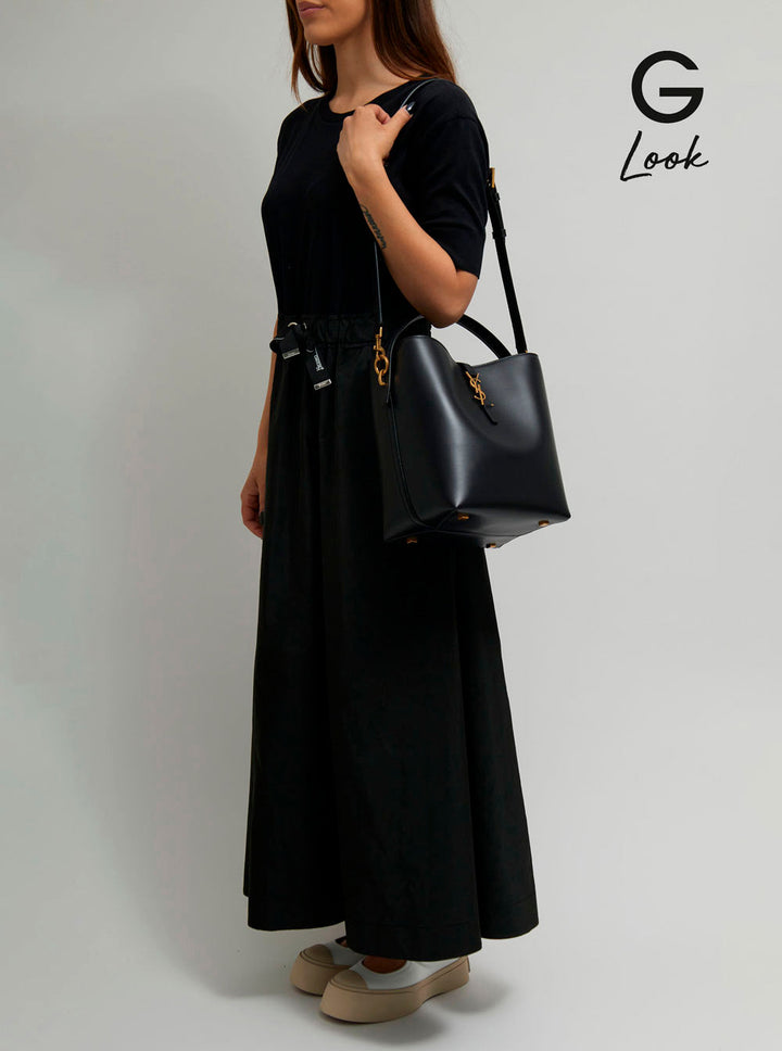 Saint Laurent Women 'Le 37' Black Bucket Bag With Cassandre Closure In Smooth Leather Woman