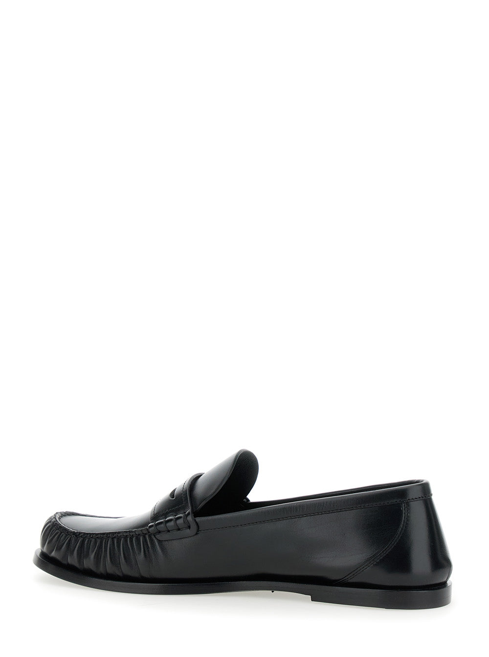 Saint Laurent Men 'Penny' Black Loafers With Metal Cassandre Logo And Curled Toe In Leather Man