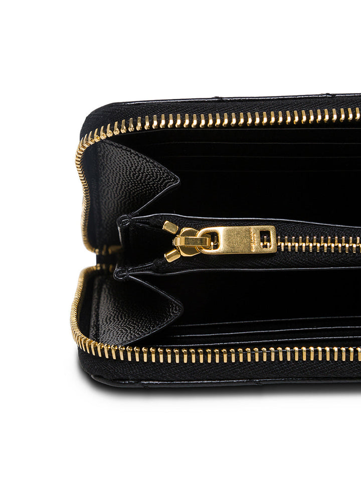 Saint Laurent Women Black Leather Monogram Wallet
