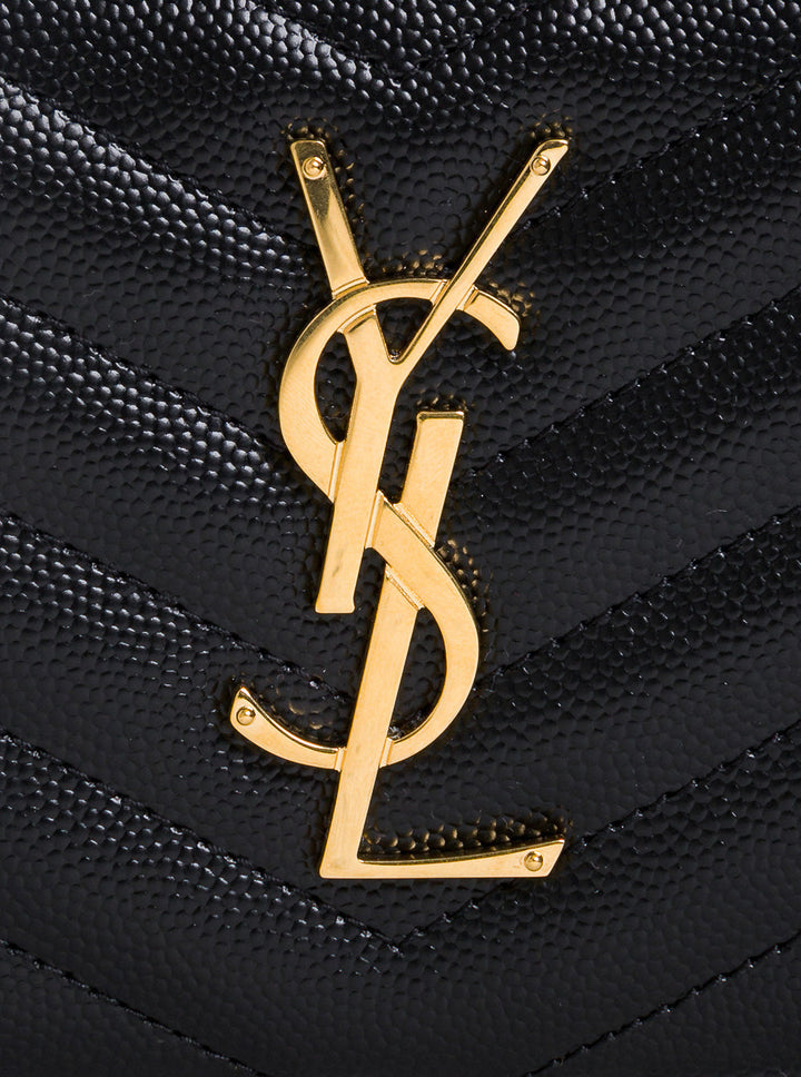Saint Laurent Women Black Leather Monogram Wallet