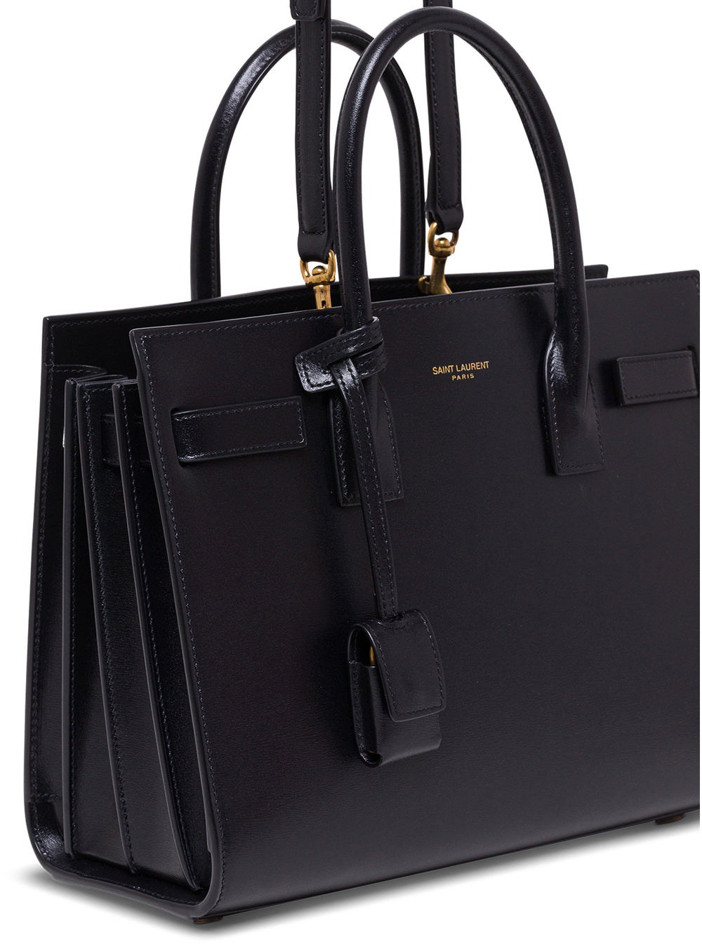 Saint Laurent Women Saint Laurent Woman's Black Leather Sac De Jour Baby Handbag